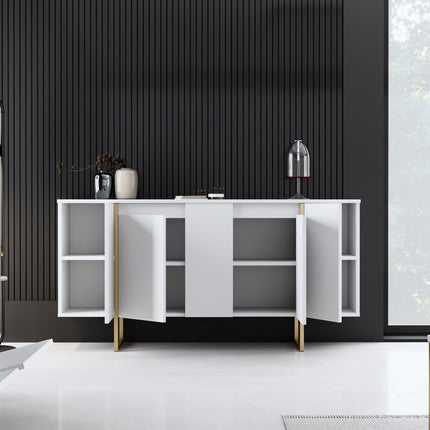 Konzolasztal Luxe - White, Gold-VASBÚTOR