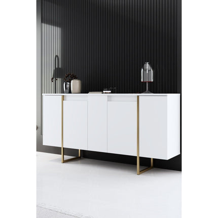 Konzolasztal Luxe - White, Gold-VASBÚTOR