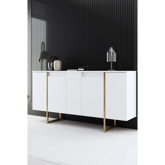 Konzolasztal Luxe - White, Gold-VASBÚTOR