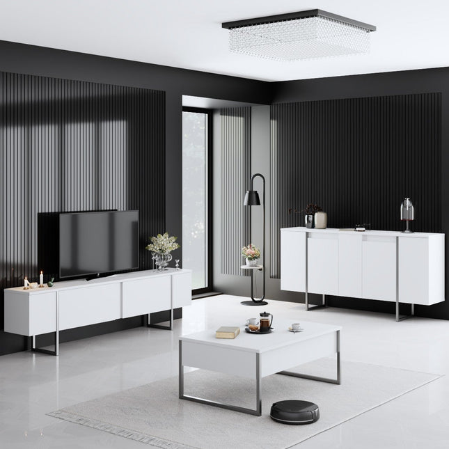 Konzolasztal Luxe - White, Silver-VASBÚTOR