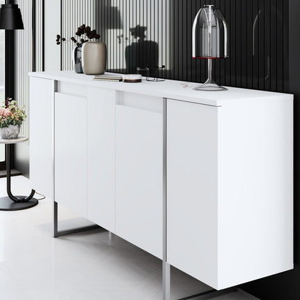 Konzolasztal Luxe - White, Silver-VASBÚTOR