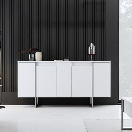 Konzolasztal Luxe - White, Silver-VASBÚTOR