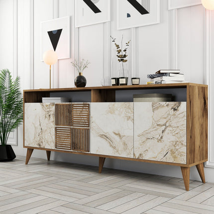 Konzolasztal Milan - Diós, Fehér Marble-VASBÚTOR