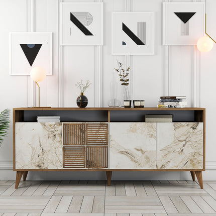 Konzolasztal Milan - Diós, Fehér Marble-VASBÚTOR