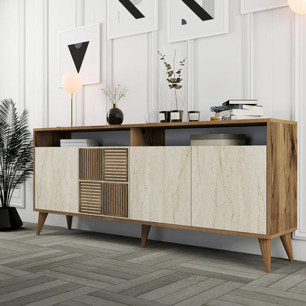 Konzolasztal Milan - Diós, Travertine-VASBÚTOR