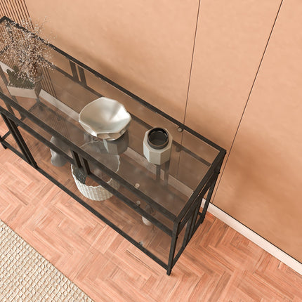 Konzolasztal Venedik - 100 Black, Fume Glass-VASBÚTOR