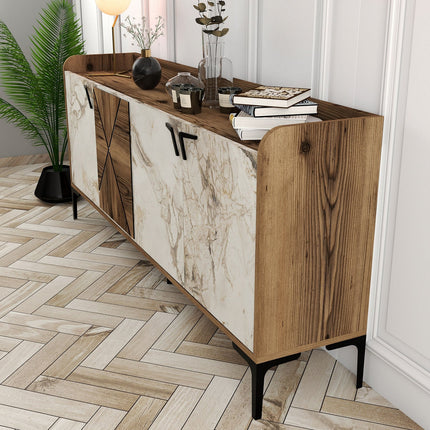 Konzolasztal Venedik - Diós, Fehér Marble-VASBÚTOR