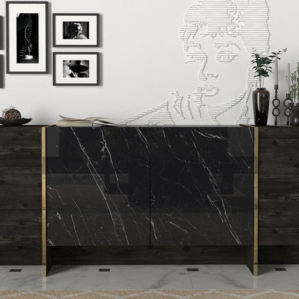 Konzolasztal Veyron - Black, Gold-VASBÚTOR