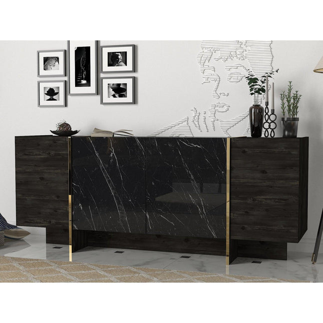 Konzolasztal Veyron - Black, Gold-VASBÚTOR