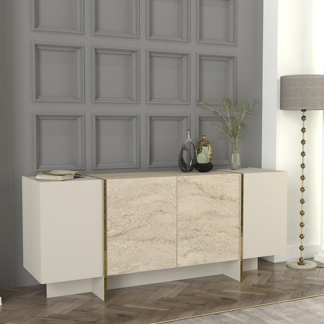 Konzolasztal Veyron - Travertine, Sandstone-VASBÚTOR