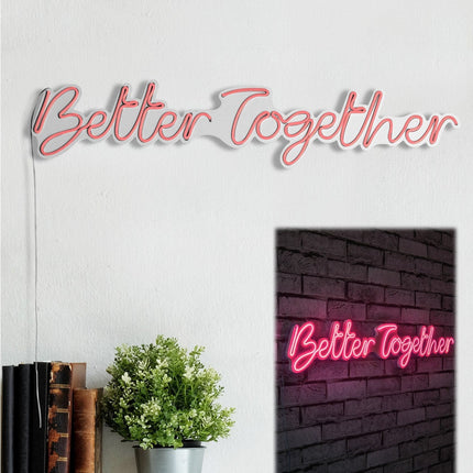 Műanyag LED-es fali dekoráció, Better Together - Pink-VASBÚTOR