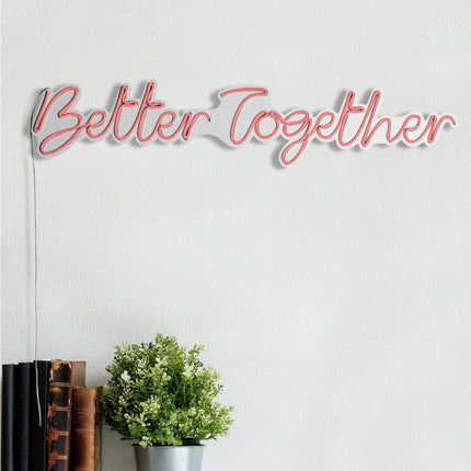 Műanyag LED-es fali dekoráció, Better Together - Pink-VASBÚTOR