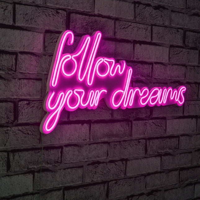 Műanyag LED-es fali dekoráció, Follow Your Dreams - Pink-VASBÚTOR
