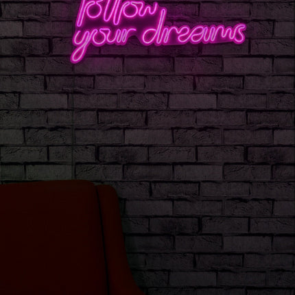 Műanyag LED-es fali dekoráció, Follow Your Dreams - Pink-VASBÚTOR