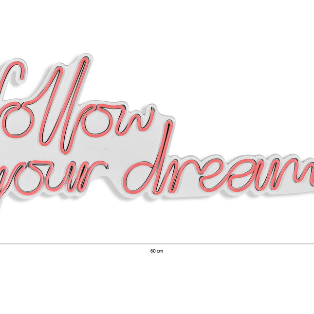 Műanyag LED-es fali dekoráció, Follow Your Dreams - Pink-VASBÚTOR
