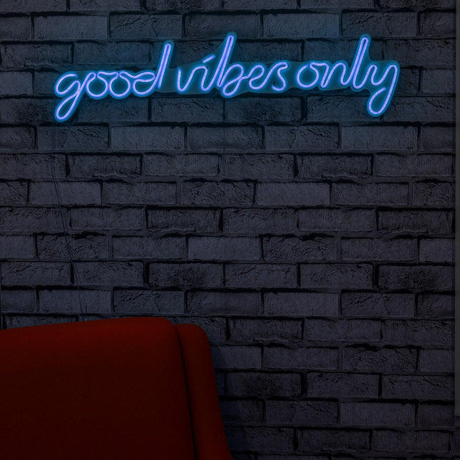 Műanyag LED-es fali dekoráció, Good Vibes Only - Blue-VASBÚTOR