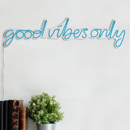 Műanyag LED-es fali dekoráció, Good Vibes Only - Blue-VASBÚTOR