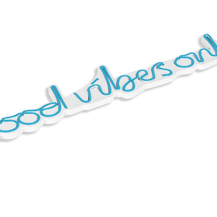 Műanyag LED-es fali dekoráció, Good Vibes Only - Blue-VASBÚTOR