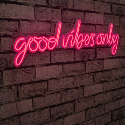 Műanyag LED-es fali dekoráció, Good Vibes Only - Pink-VASBÚTOR