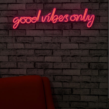 Műanyag LED-es fali dekoráció, Good Vibes Only - Pink-VASBÚTOR