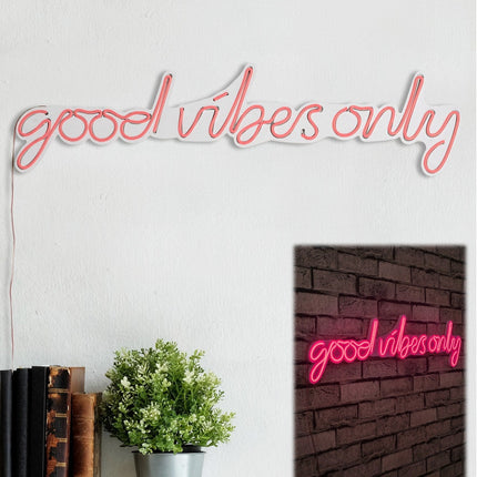 Műanyag LED-es fali dekoráció, Good Vibes Only - Pink-VASBÚTOR