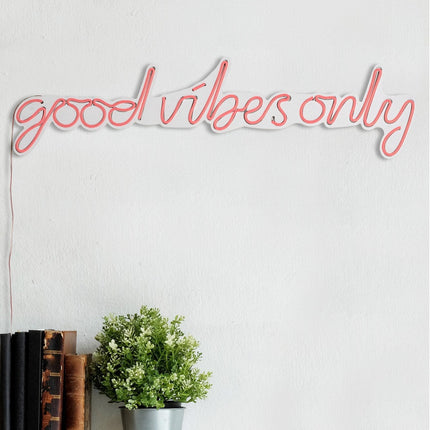 Műanyag LED-es fali dekoráció, Good Vibes Only - Pink-VASBÚTOR