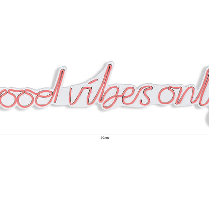 Műanyag LED-es fali dekoráció, Good Vibes Only - Pink-VASBÚTOR