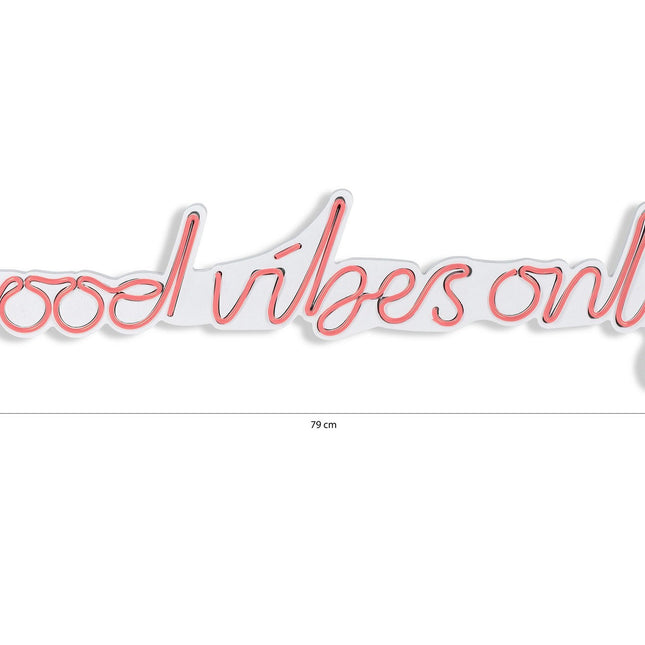 Műanyag LED-es fali dekoráció, Good Vibes Only - Pink-VASBÚTOR