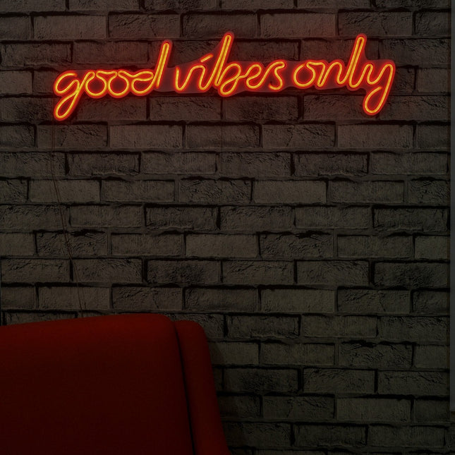 Műanyag LED-es fali dekoráció, Good Vibes Only - Red-VASBÚTOR