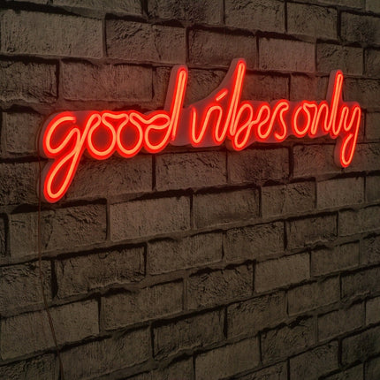 Műanyag LED-es fali dekoráció, Good Vibes Only - Red-VASBÚTOR