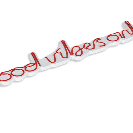 Műanyag LED-es fali dekoráció, Good Vibes Only - Red-VASBÚTOR
