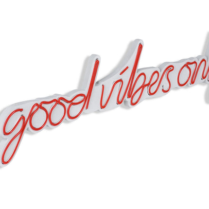 Műanyag LED-es fali dekoráció, Good Vibes Only - Red-VASBÚTOR