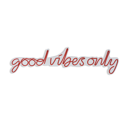Műanyag LED-es fali dekoráció, Good Vibes Only - Red-VASBÚTOR