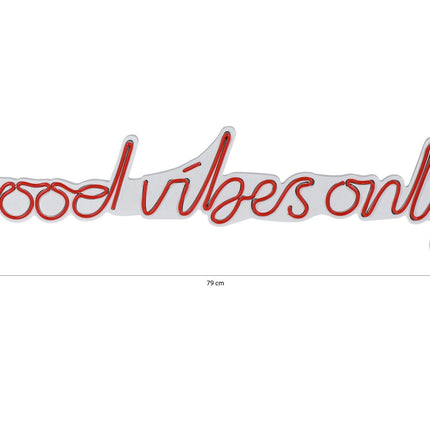 Műanyag LED-es fali dekoráció, Good Vibes Only - Red-VASBÚTOR