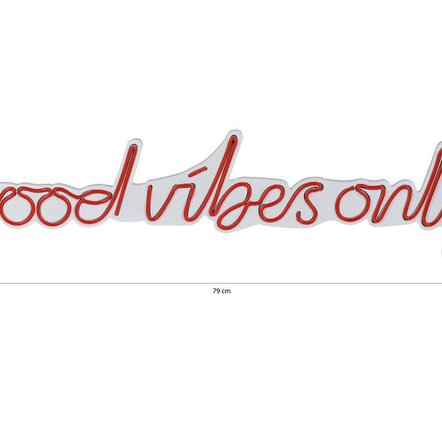 Műanyag LED-es fali dekoráció, Good Vibes Only - Red-VASBÚTOR