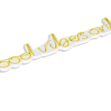 Műanyag LED-es fali dekoráció, Good Vibes Only - Sárga-VASBÚTOR