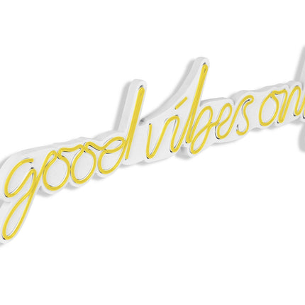 Műanyag LED-es fali dekoráció, Good Vibes Only - Sárga-VASBÚTOR