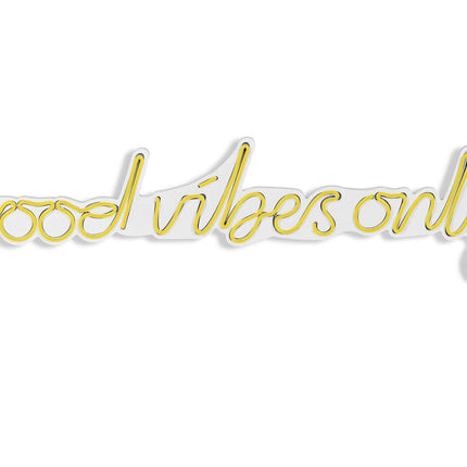 Műanyag LED-es fali dekoráció, Good Vibes Only - Sárga-VASBÚTOR