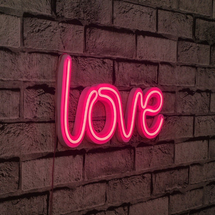 Műanyag LED-es fali dekoráció, Love - Pink-VASBÚTOR