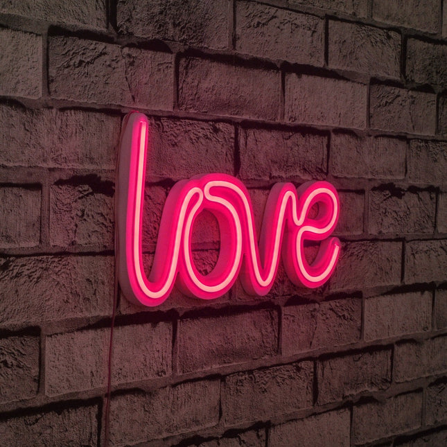 Műanyag LED-es fali dekoráció, Love - Pink-VASBÚTOR