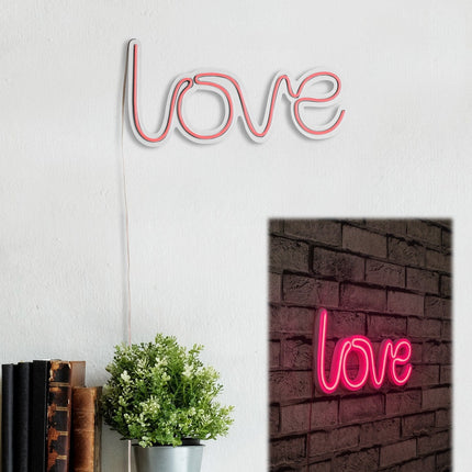 Műanyag LED-es fali dekoráció, Love - Pink-VASBÚTOR