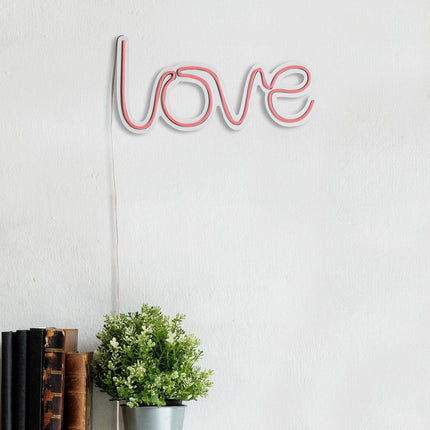 Műanyag LED-es fali dekoráció, Love - Pink-VASBÚTOR