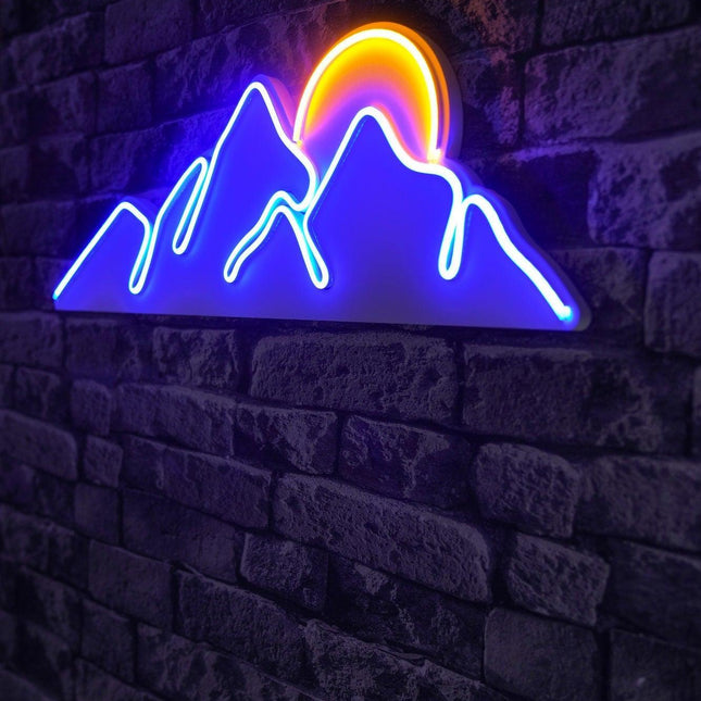Műanyag LED-es fali dekoráció, Mountain - Blue - Sárga-VASBÚTOR