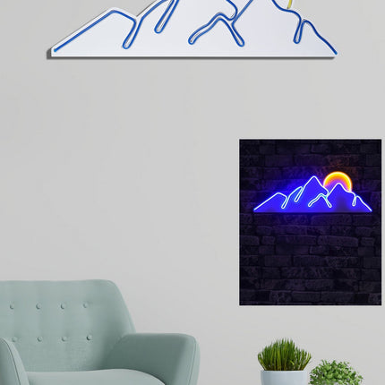Műanyag LED-es fali dekoráció, Mountain - Blue - Sárga-VASBÚTOR