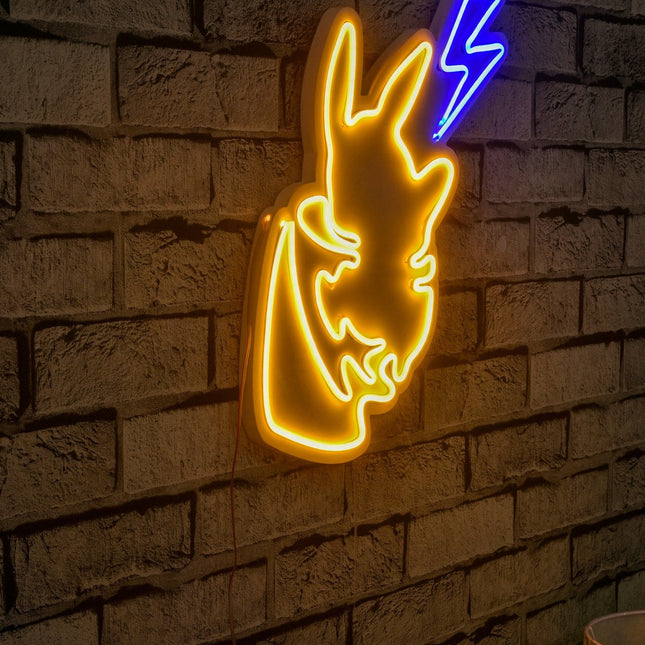 Műanyag LED-es fali dekoráció, Pikachu - Sárga Blue-VASBÚTOR