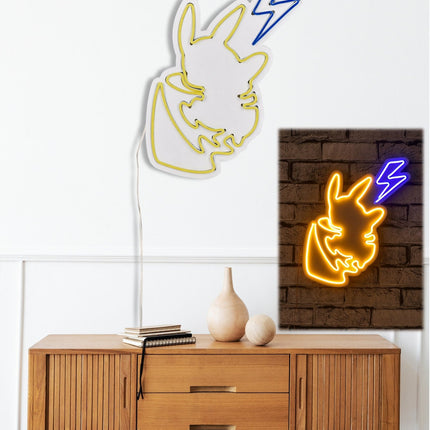 Műanyag LED-es fali dekoráció, Pikachu - Sárga Blue-VASBÚTOR