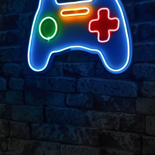 Műanyag LED-es fali dekoráció, Play Station Gaming Controller - Blue-VASBÚTOR