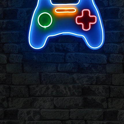 Műanyag LED-es fali dekoráció, Play Station Gaming Controller - Blue-VASBÚTOR