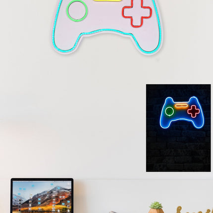 Műanyag LED-es fali dekoráció, Play Station Gaming Controller - Blue-VASBÚTOR