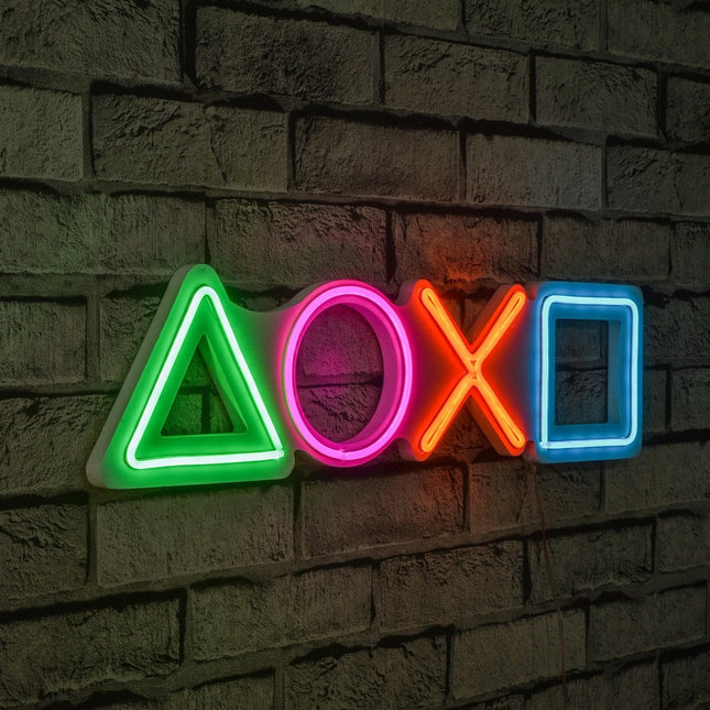 Műanyag LED-es fali dekoráció, Play Station - Multicolor-VASBÚTOR